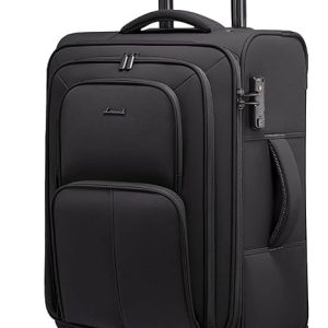 LOVEVOOK Carry On Luggage 22x14x9 Airline Approved, 22 Inch Softside Suitcases with Spinner Wheels, Lightweight Carry-on Suitcase with TSA Lock for Women Men, Large Luggage for Travel Business Trip