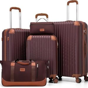 Luggage Sets 5 Piece Suitcases with Wheels, Suitcase Set ABS Hard Case Luggage with TSA Lock Spinner Wheels Durable Travel Luggage